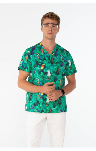 TULON - Parrot jungle  - pánská zdravotní halenka