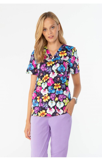 VANNES - Night Orchid - scrub top