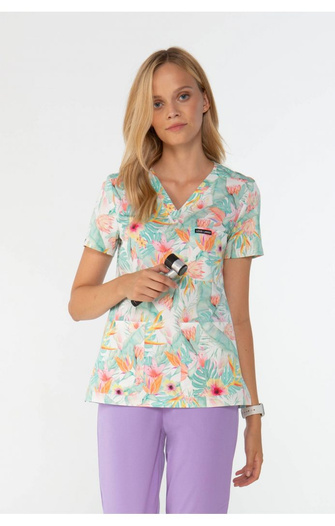 VANNES - Pastel Garden - scrub top