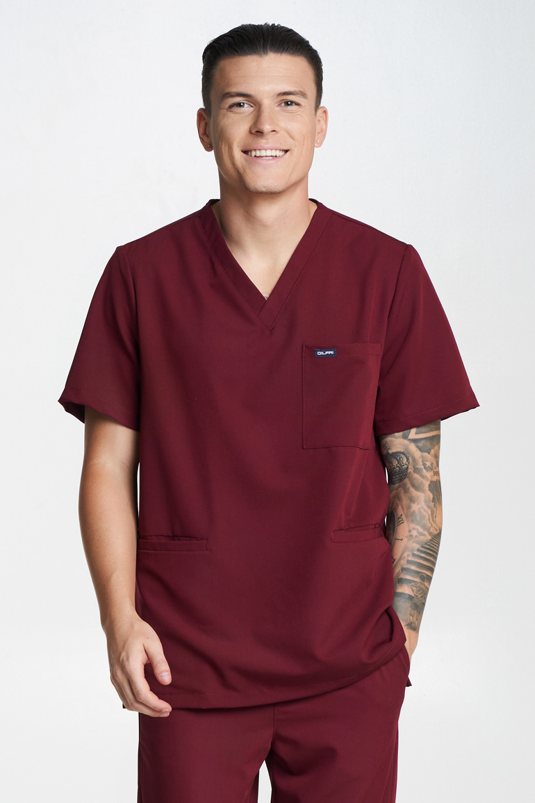 TRIEST - bluza medyczna męska - Bordo