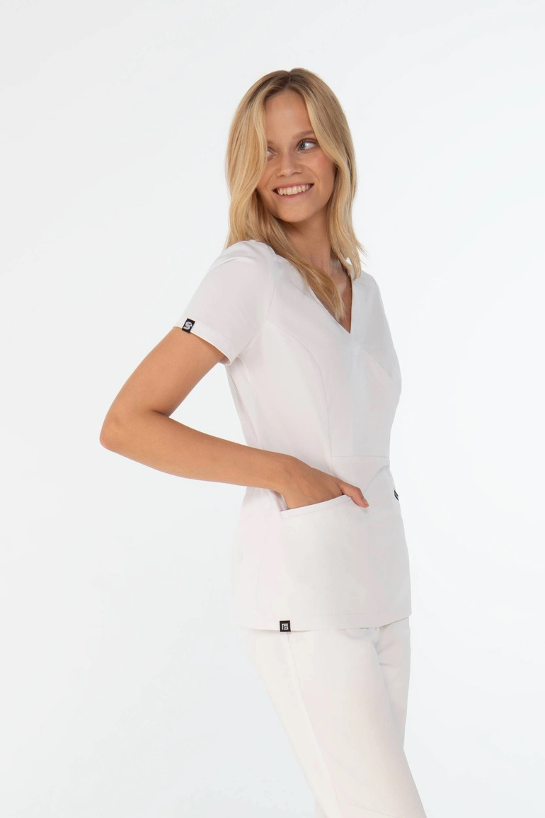 Damen-Medizinset Louis Lanier (Bluse Nantes, Joggerhose Arles) - Chalk white