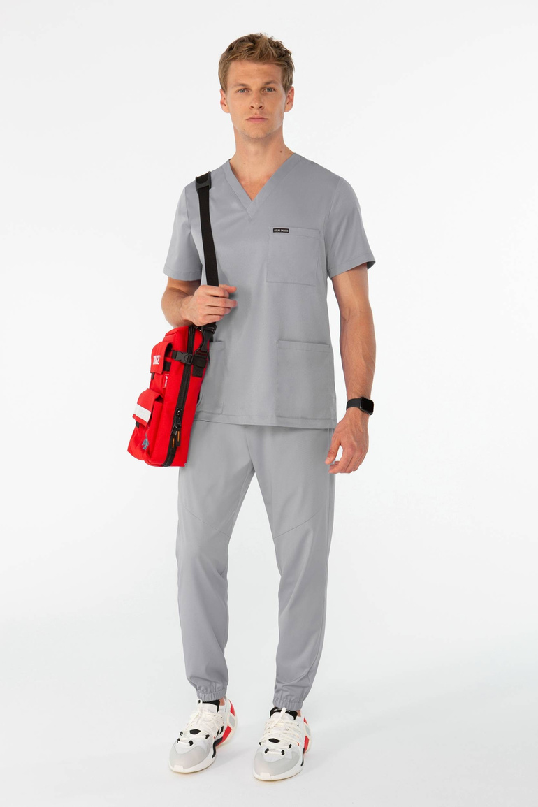 SAUMUR - jogger scrub pants - Midnight grey