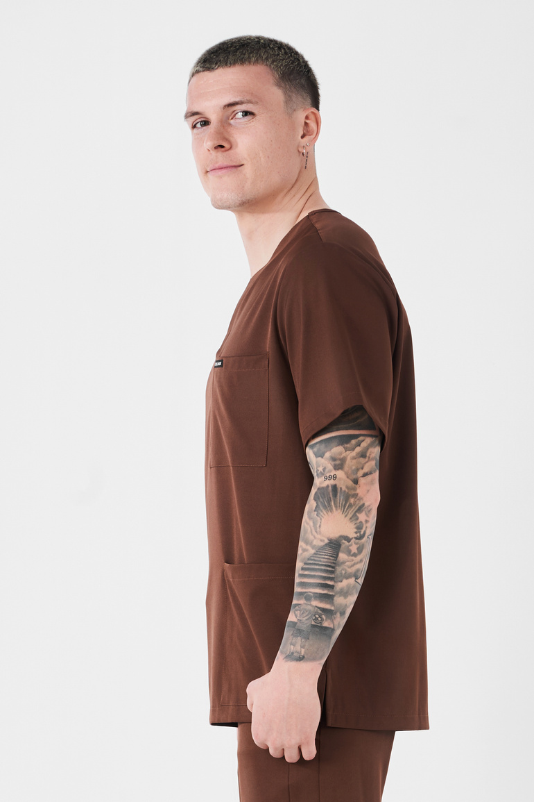 TULON - bluza medyczna męska - Chocolate Brown