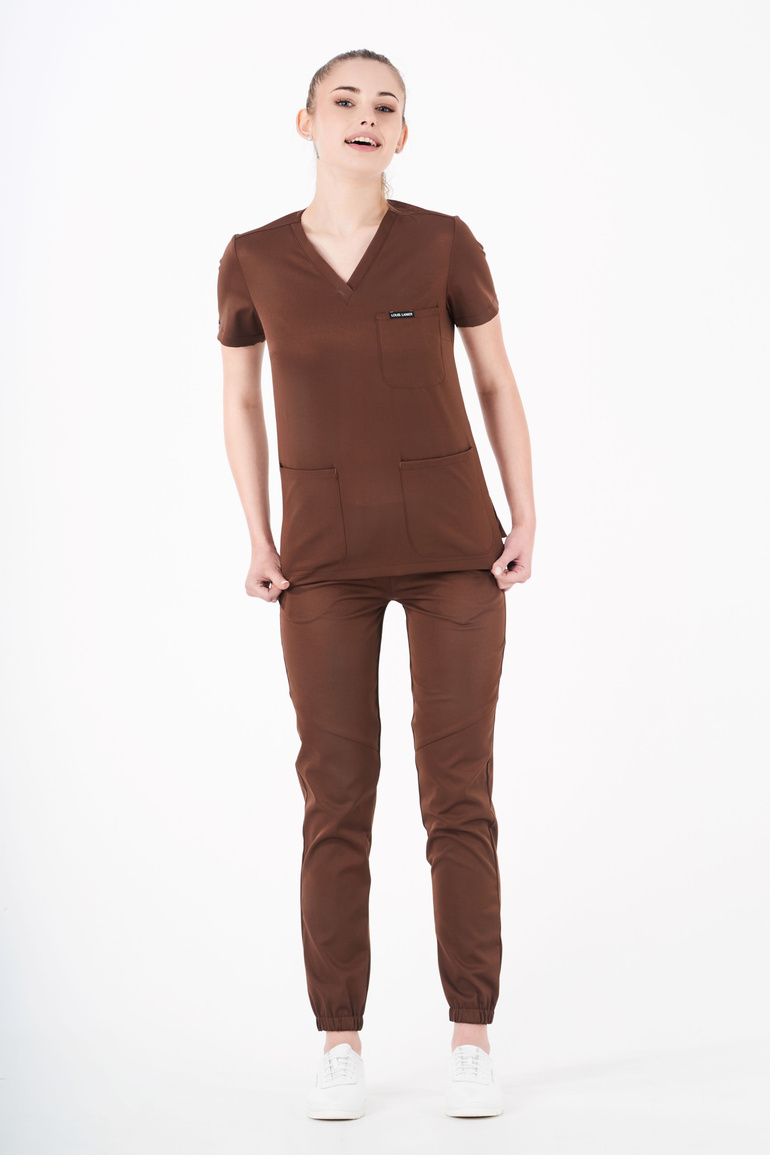 VANNES - bluza medyczna damska - Chocolate Brown