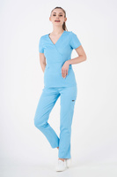 Damen-Medizinset Louis Lanier (Bluse Nantes, Hose Clamart) -Caribbean Blue