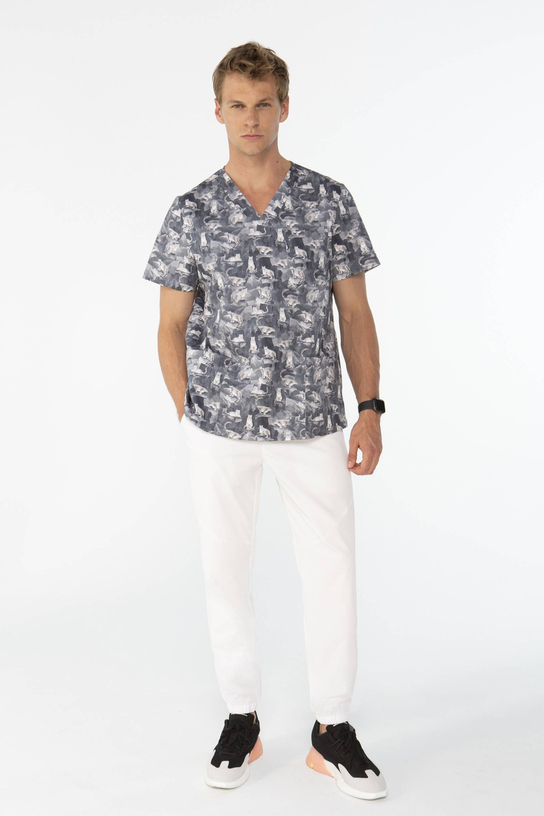 TULON - Snow leopard - scrub top