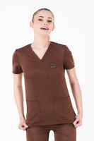 VANNES - scrub top - Chocolate Brown