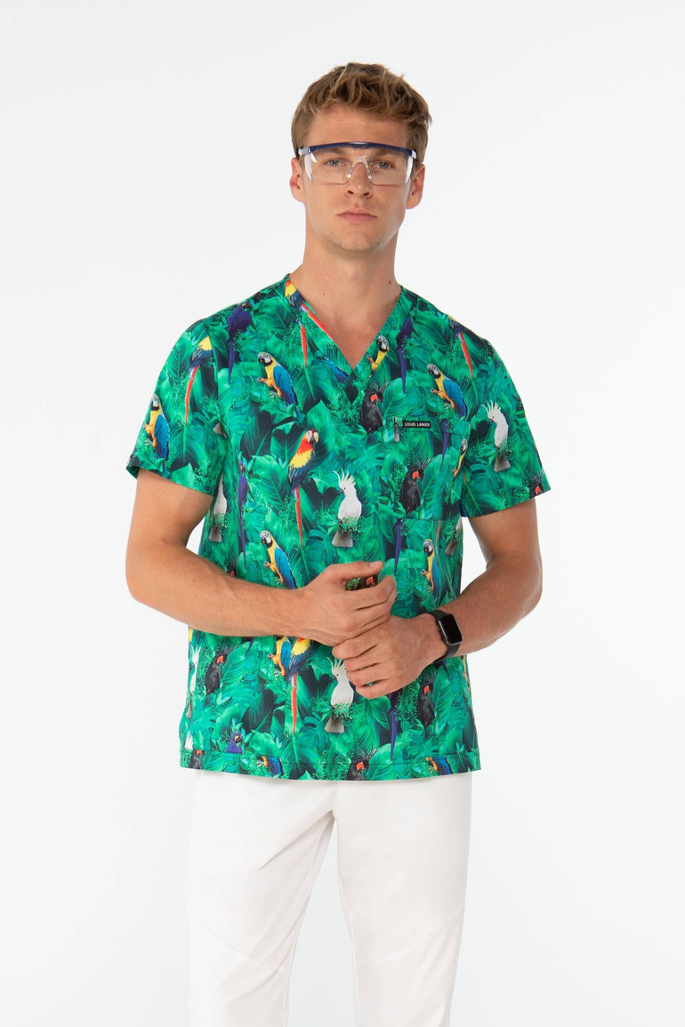 TULON - Parrot jungle - bluza medyczna męska