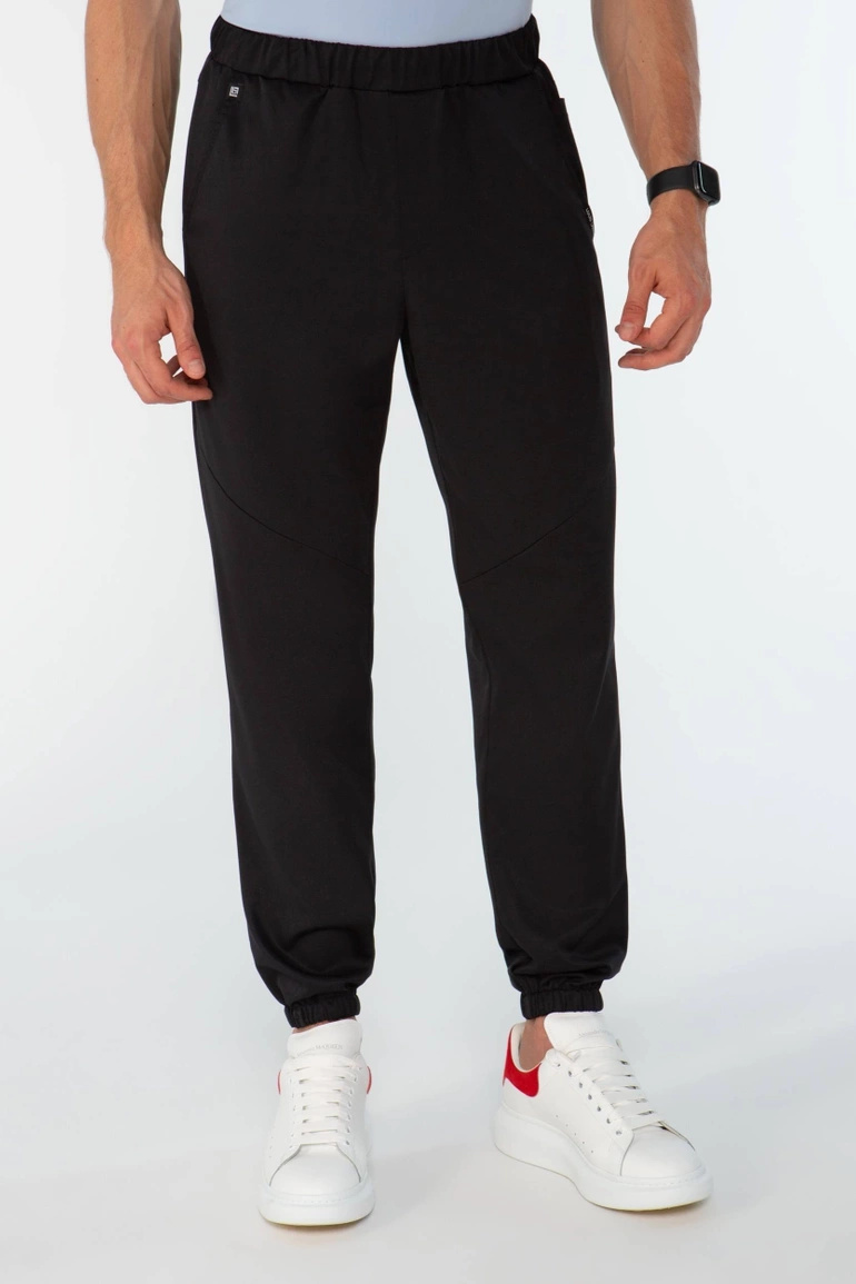 SAUMUR - jogger scrub pants - Pure black