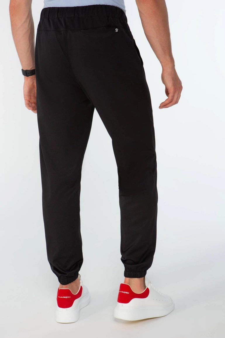 SAUMUR - jogger scrub pants - Pure black