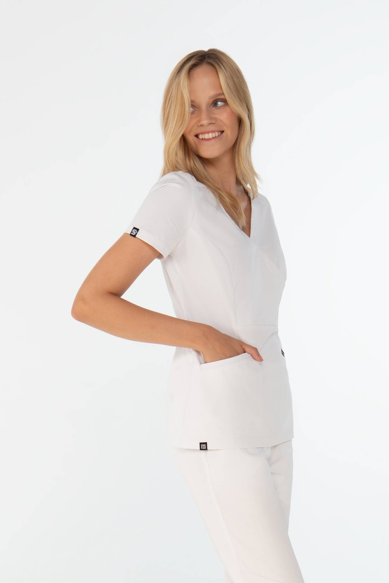 Komplet medyczny damski Louis Lanier (bluza Nantes, joggery Arles) - Alpine white