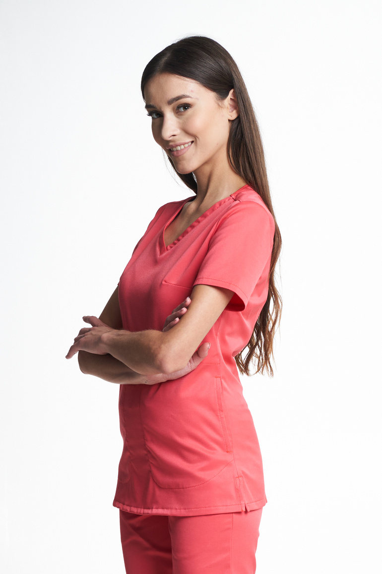 Komplet medyczny damski CILFRI (bluza Sora, spodnie Narni) Raspberry red