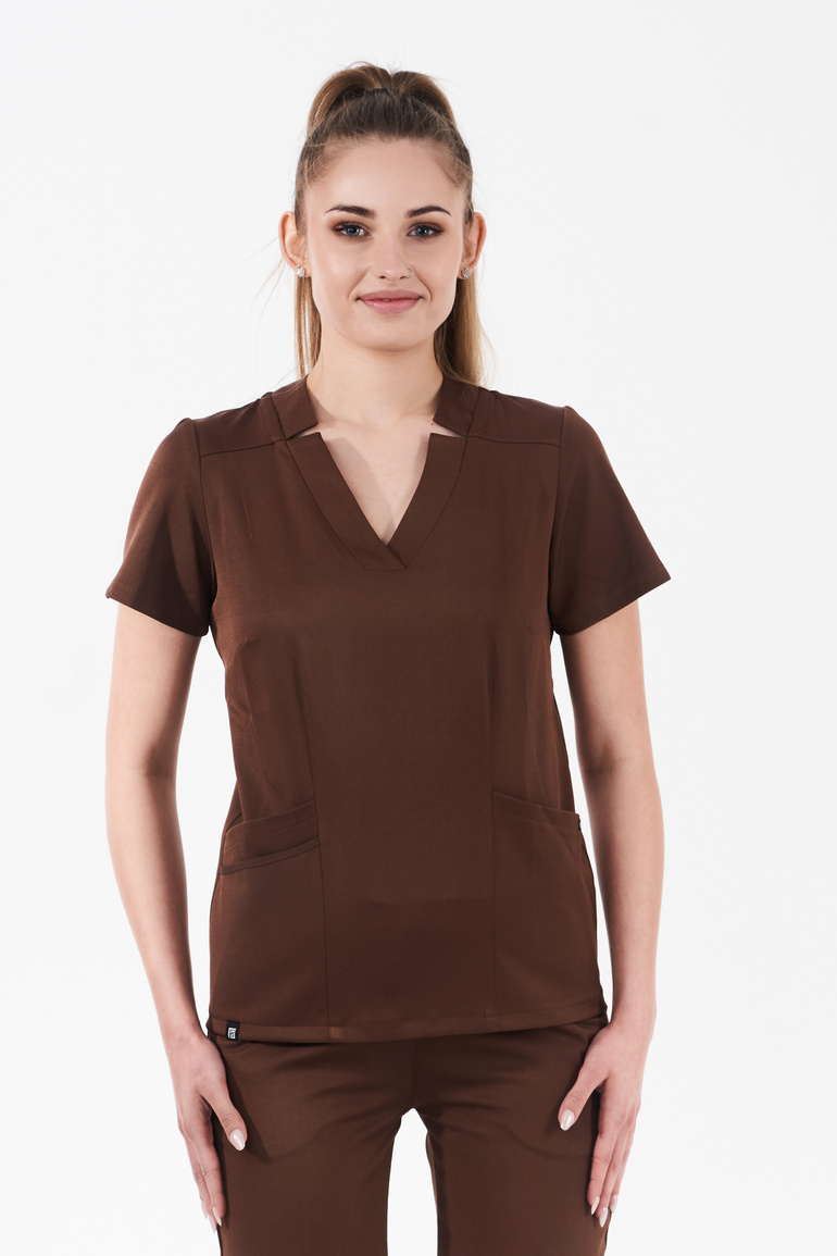 Komplet medyczny damski Louis Lanier (bluza Arras, joggery Arles)  Chocolate Brown