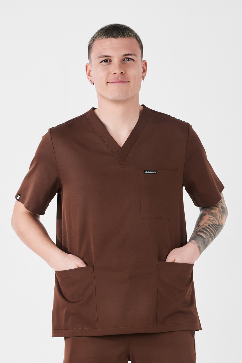 TULON - bluza medyczna męska - Chocolate Brown