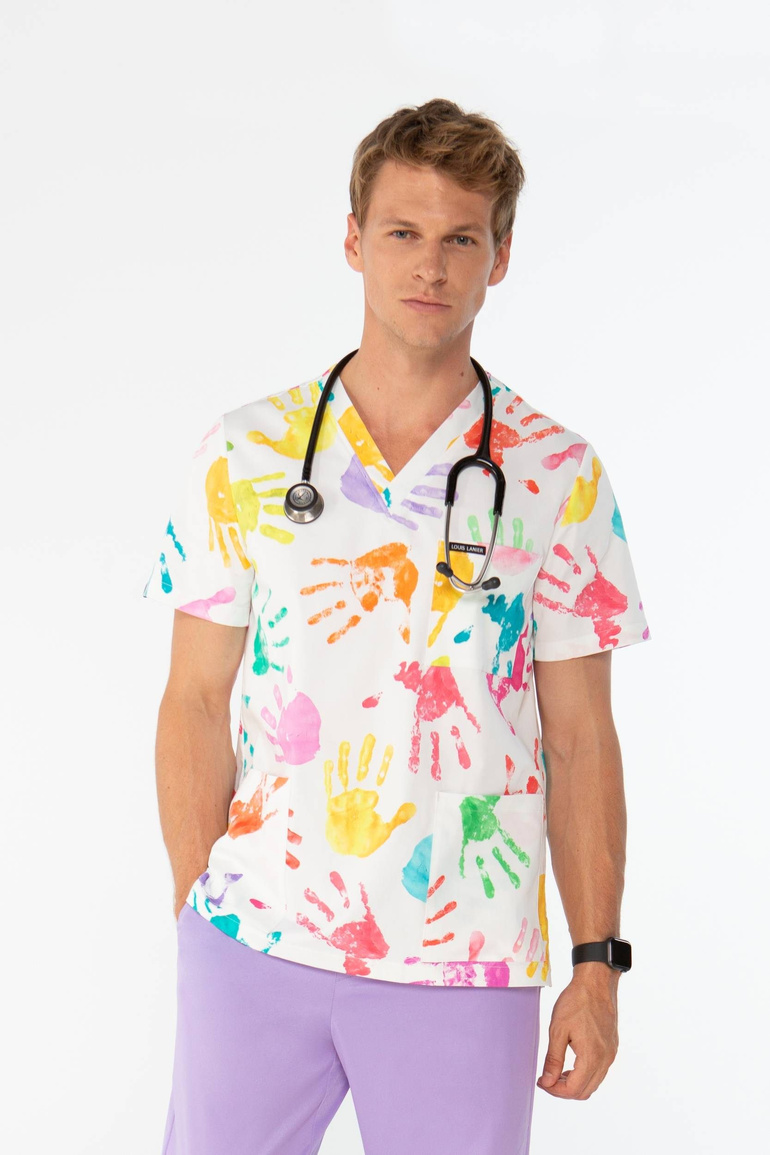 TULON - Happy hand - scrub top  