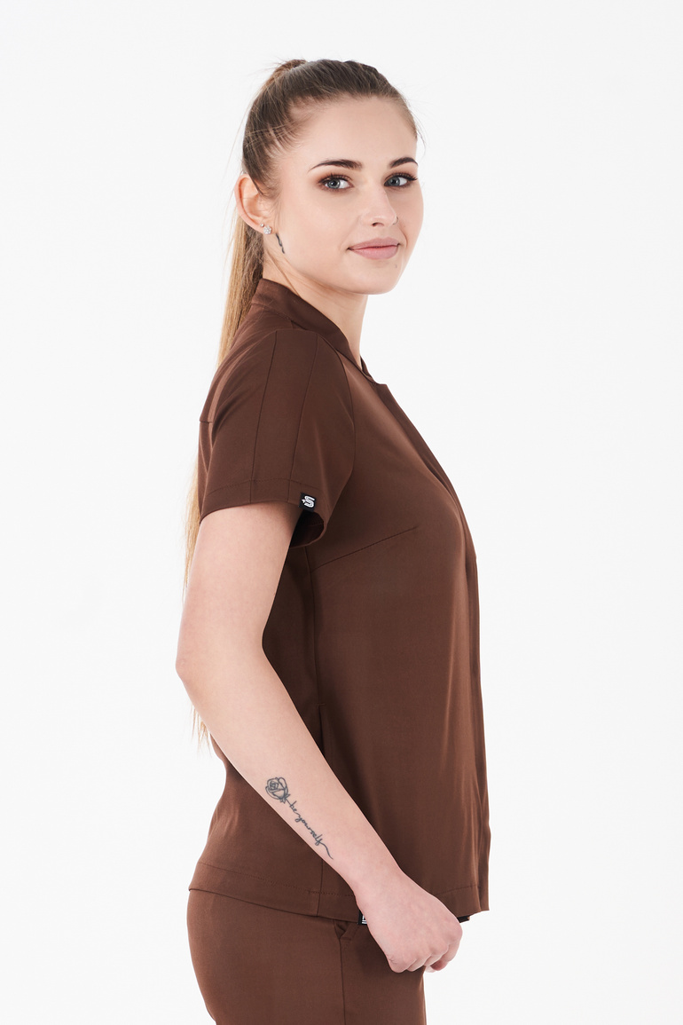 ROUEN - scrub top - Chocolate Brown