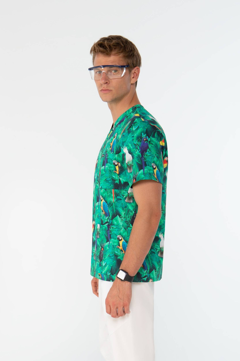 TULON - Parrot jungle - bluza medyczna męska
