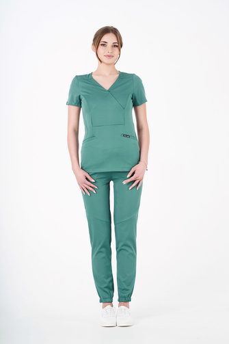 Komplet medyczny damski Louis Lanier (bluza Nantes, joggery Arles) - Deep Green